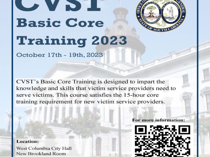 A flier with the information about this training. The background is the SC State House.